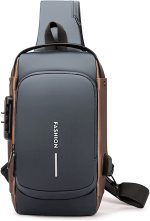 Dwenles Anti theft Crossbody Sling Bag,Waterproof Chest Daypack with USB Charging, Shoulder Backpack for Men Women (Black)